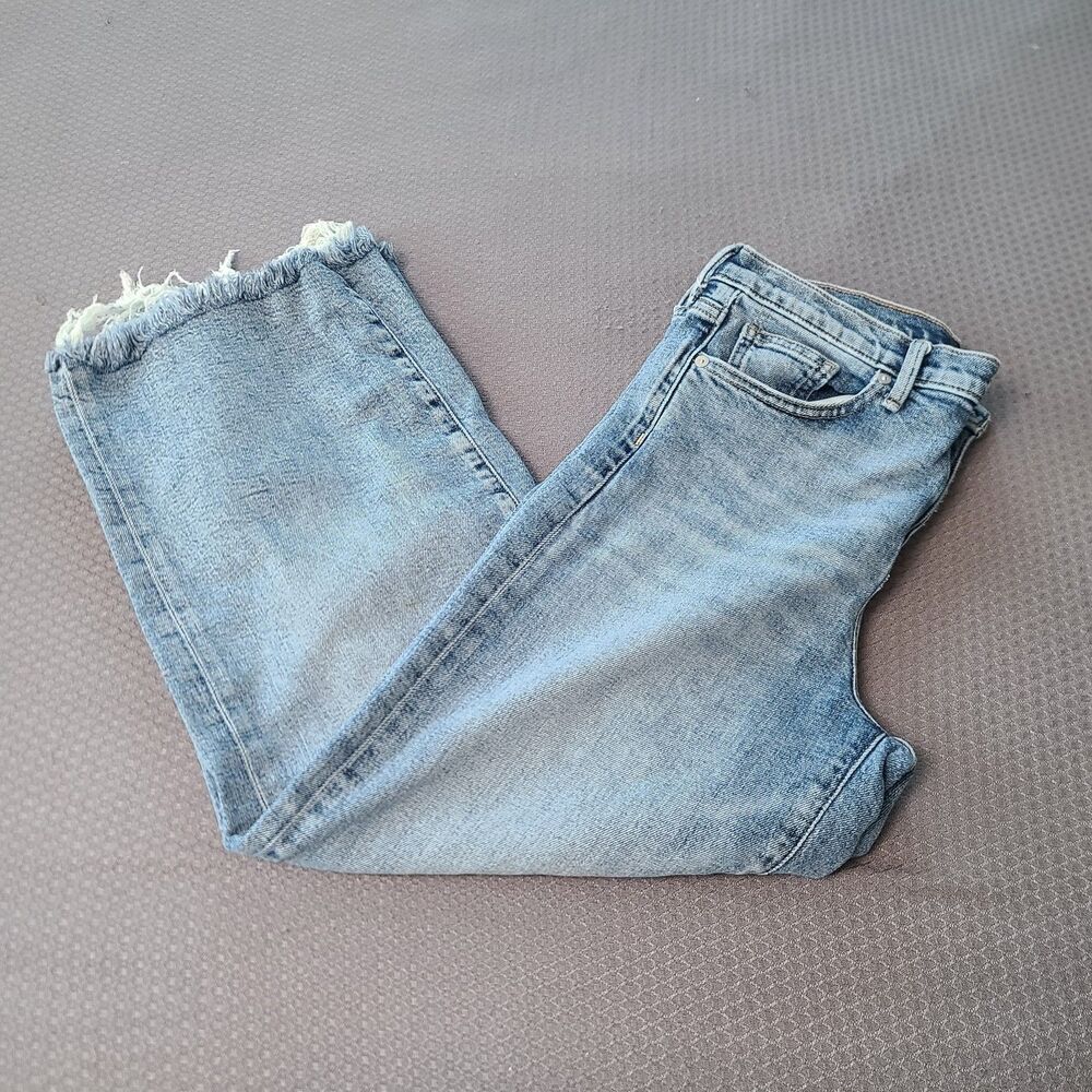 Banana Republic Women’s High Rise Wide-Leg Crop Lite Wash Blue Denim Jeans Sz 29